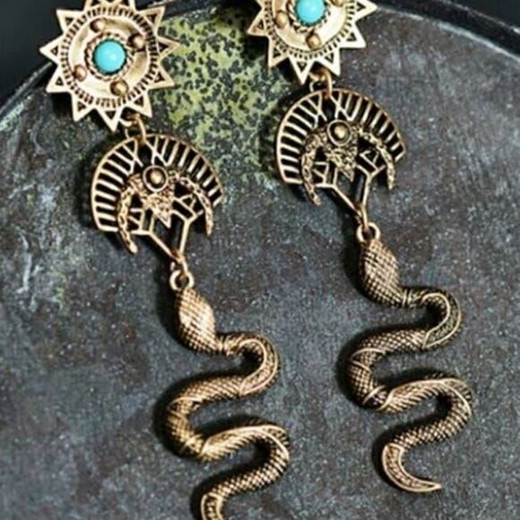 New! Artisan Goddess Snake Earrings